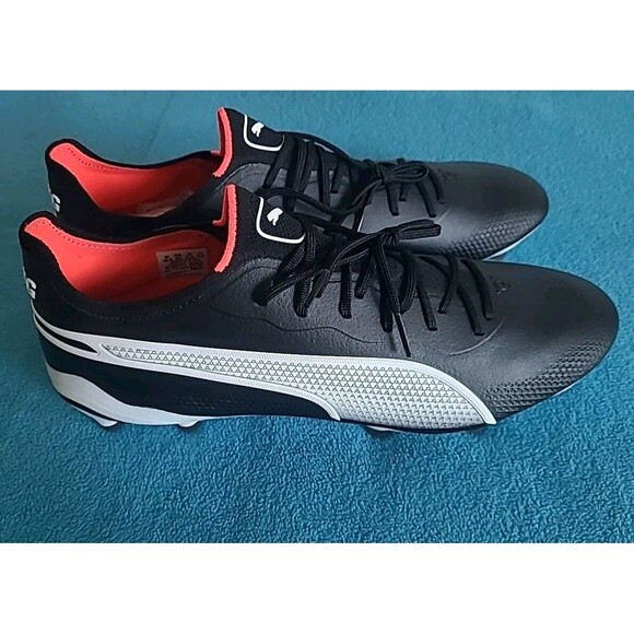 Puma KING ULTIMATE FG/AG Mens 11.5 Soccer Cleats 107563-01 Black White-Fire Orch main image 7